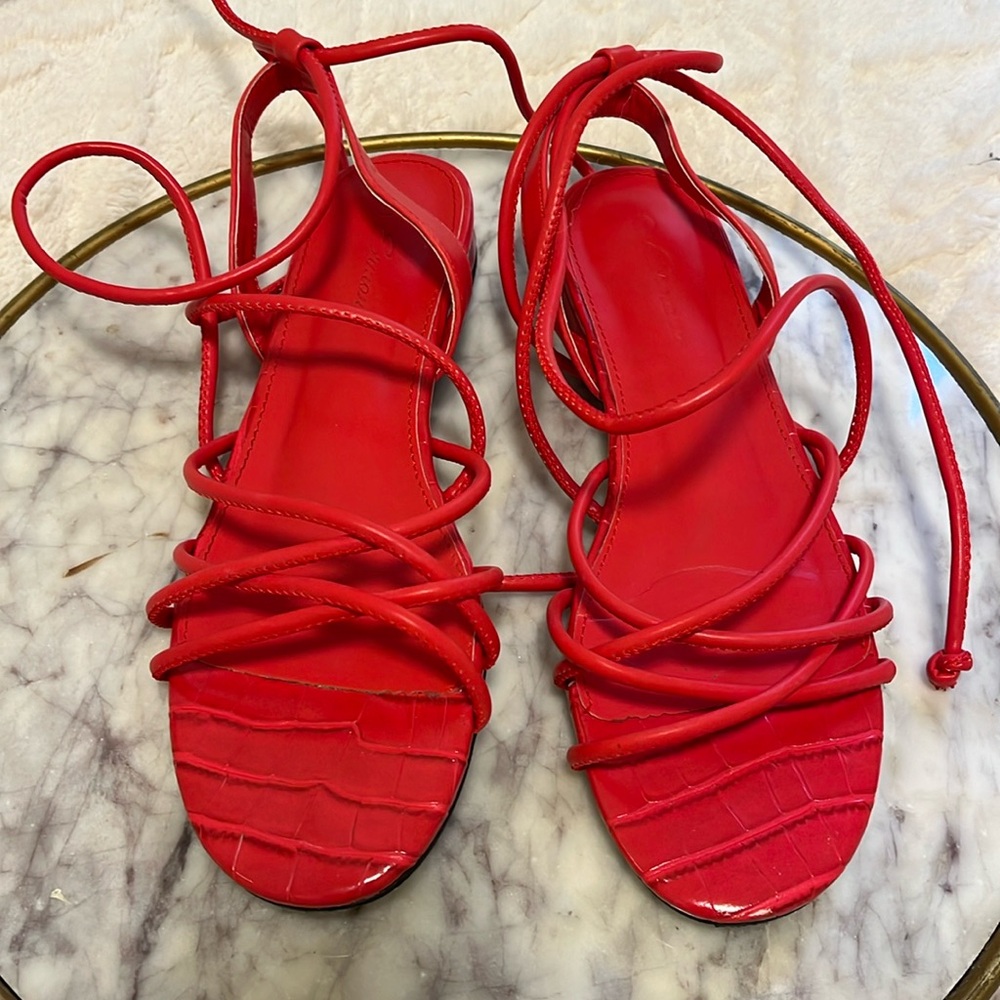 Red Strappy flat sandals